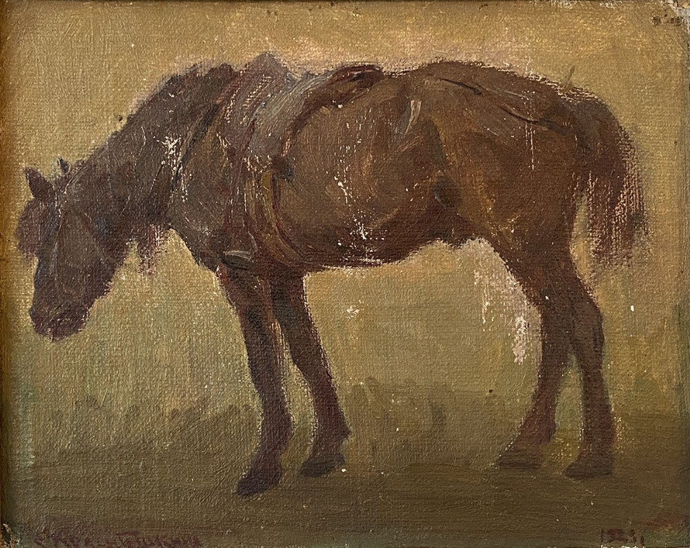 Brown Horse - Antique Oil Painting