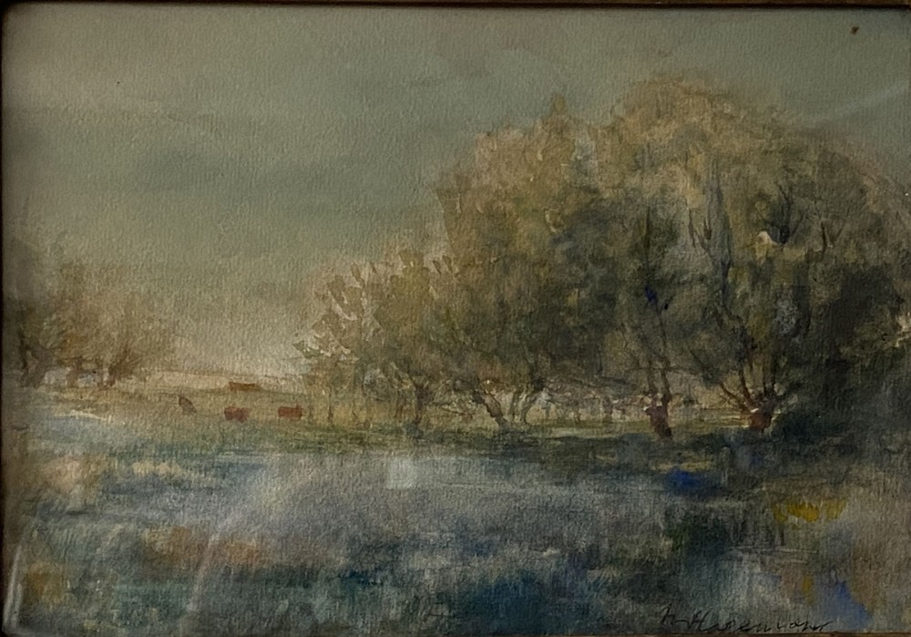 View of a Lake - Antique Watercolour
