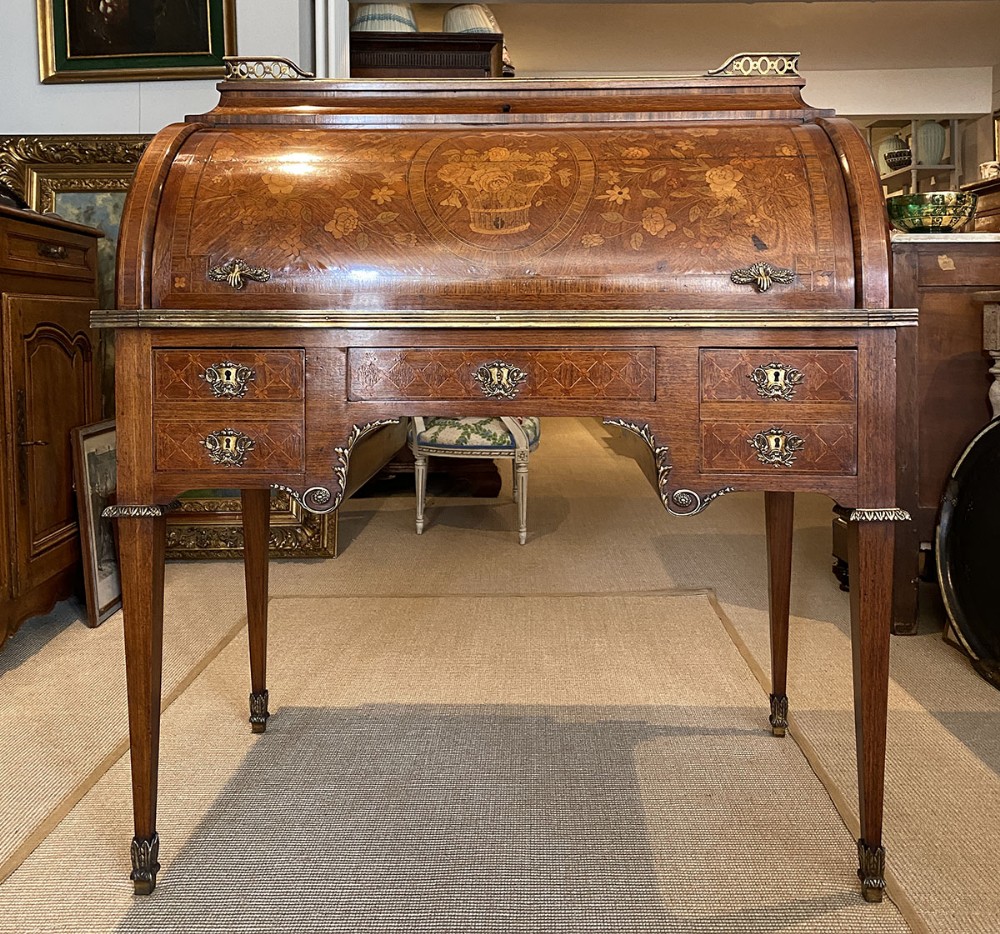 French Rosewood and Kingwood Cylinder Bureau