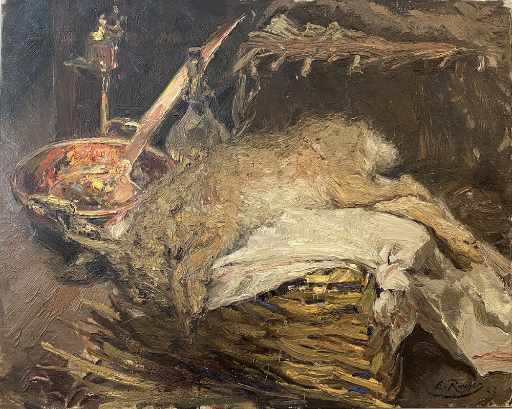 Still Life with Hare - Antique Oil Painting