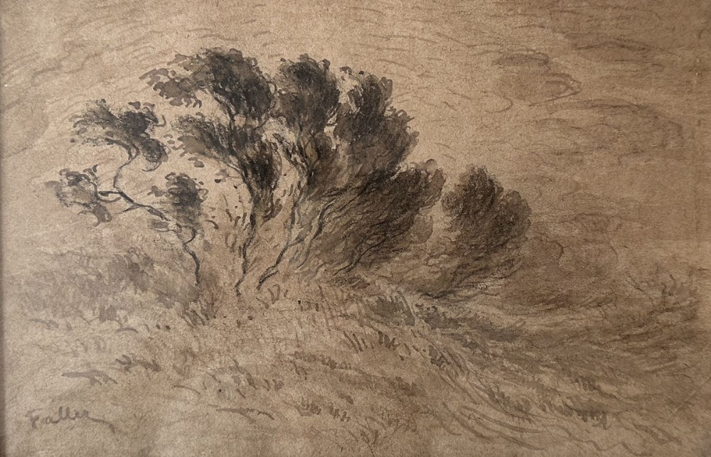 Tree in a Landscape - 19th Century Drawing