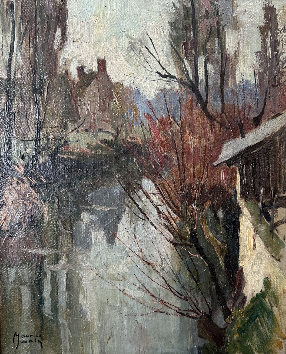 View of a River - Antique Oil Painting