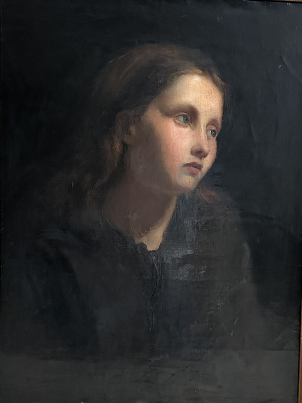 Portrait of a Girl - Antique Oil Painting