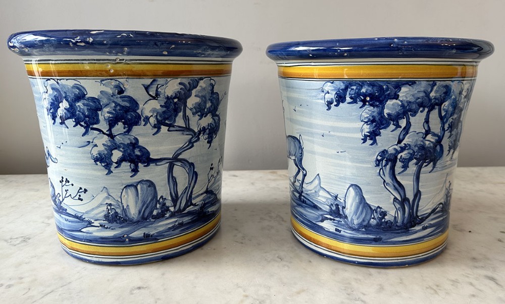 Pair of Antique Ceramic Planters
