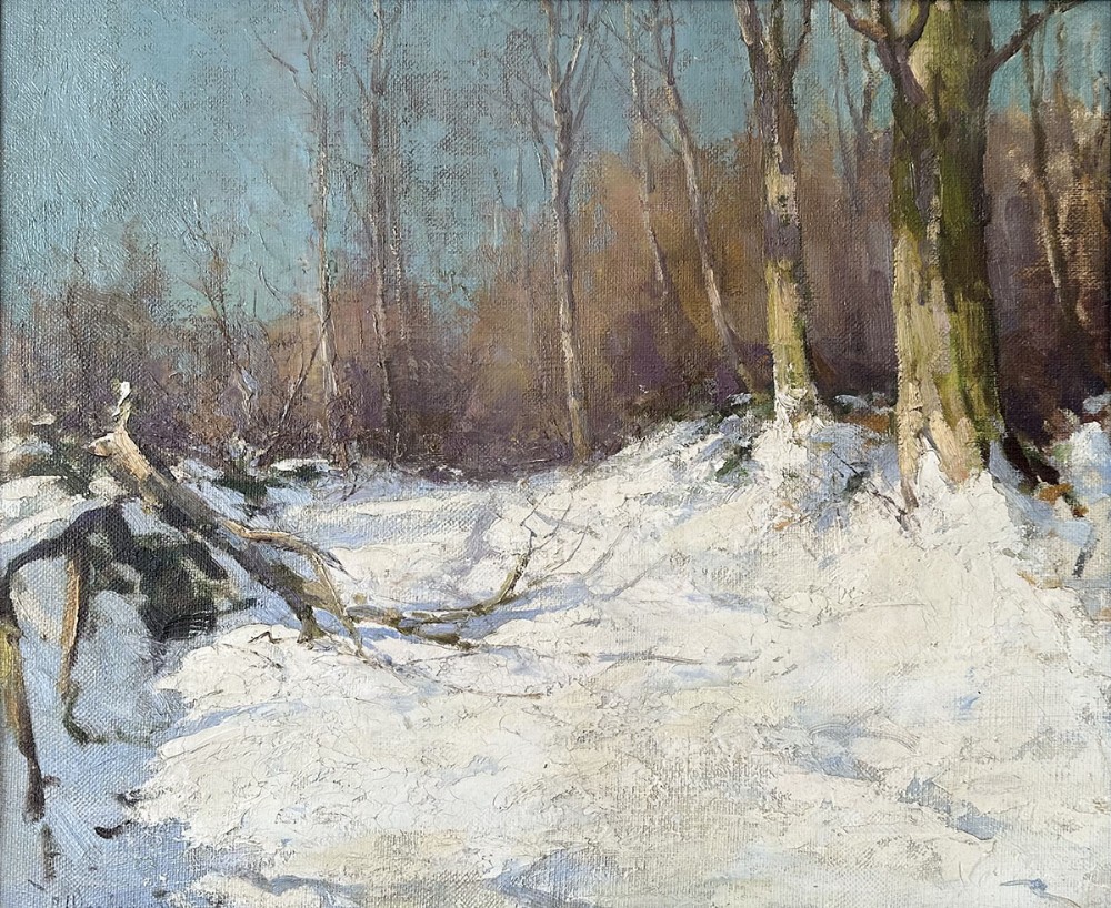 Woodland in Winter - Antique Oil Painting