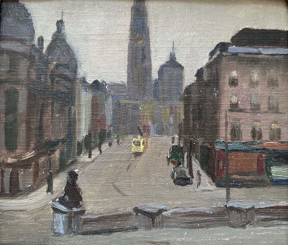 City View - Antique Oil Painting