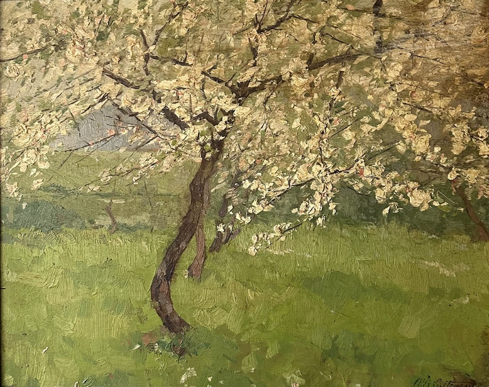 Cherry Tree in Spring - Antique Pol Painting
