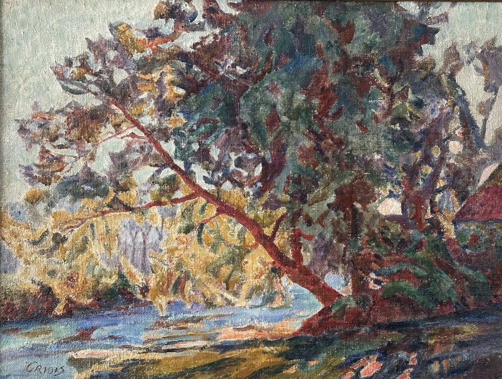 River Landscape - Antique Oil Painting