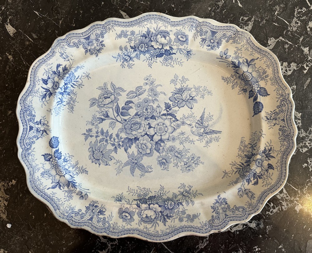 Blue and white Meat Plate