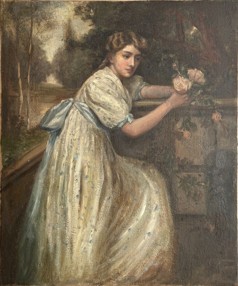 Portrait of a Girl - Antique Oil Painting