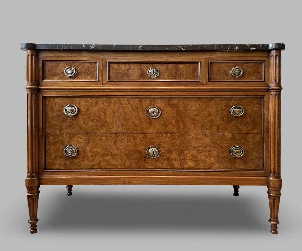 French Burr Walnut Commode -19th Century