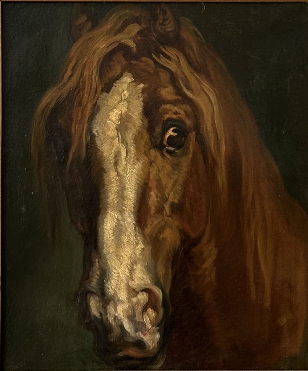 Chestnut Horse - Antique Oil Painting