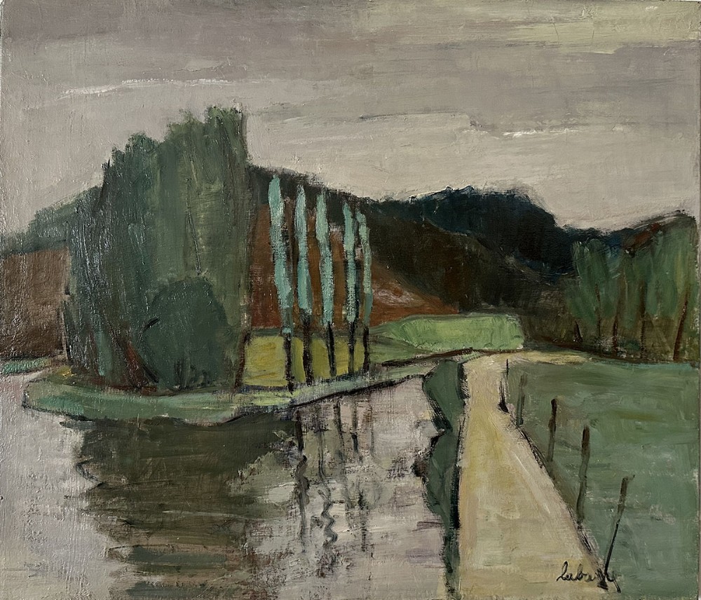 River Landscape - Antique Oil Painting