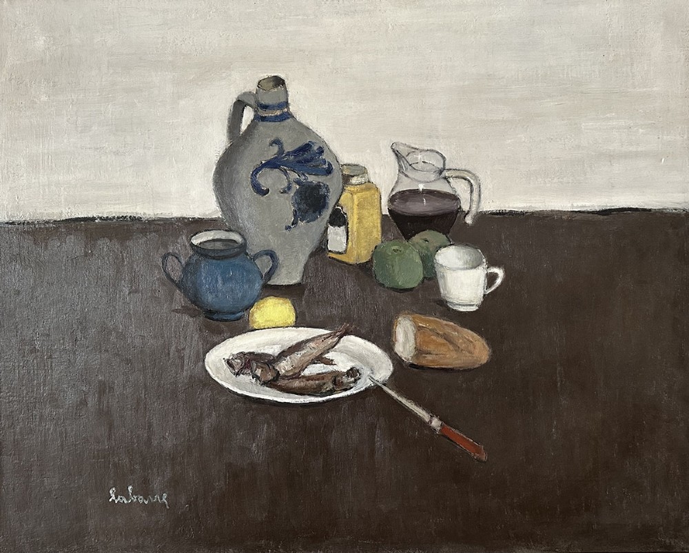 Still Life with Fish - Antique Oil Painting