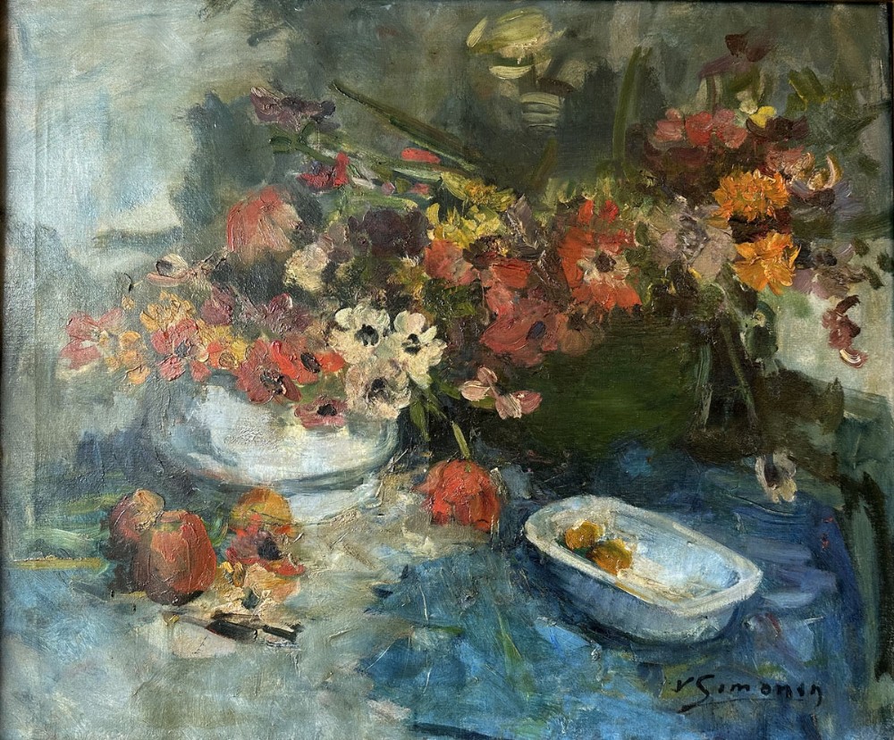 Vase of Flowers - Antique Oil Painting