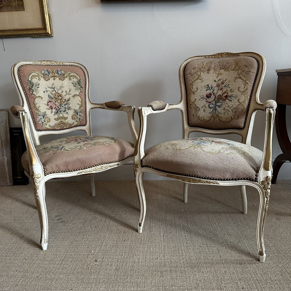 Pair of French Tapestry Fauteuils 