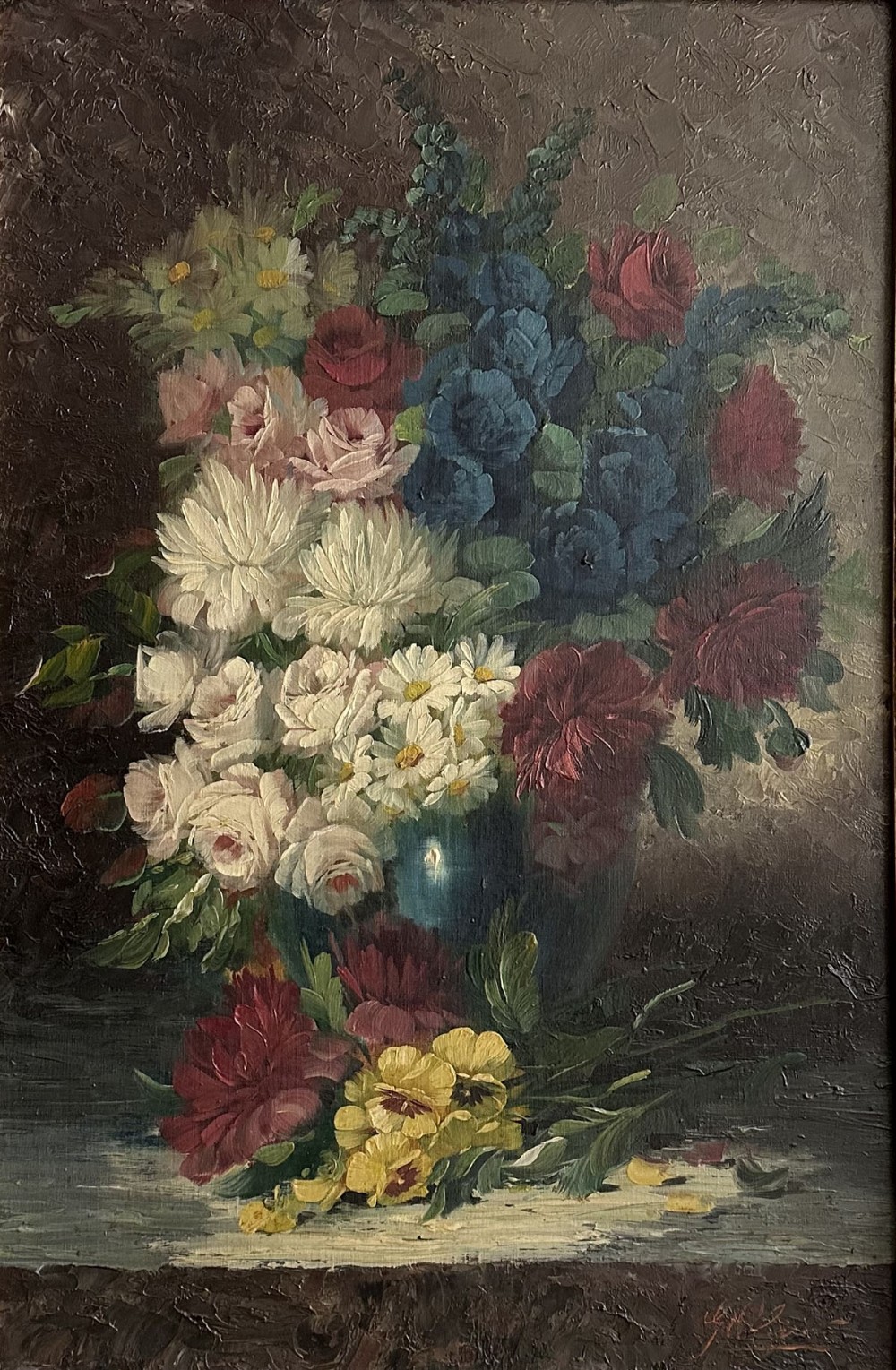 Vase if Flowers - Antique Oil Painting