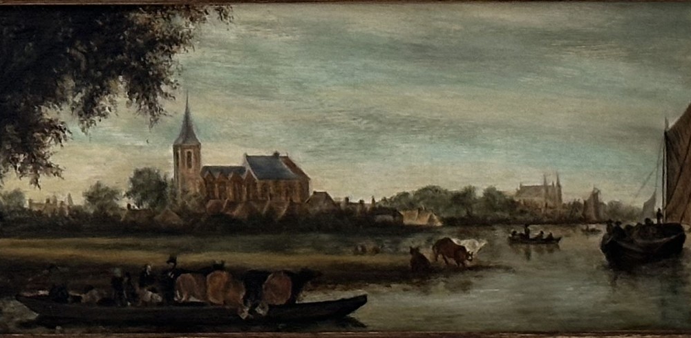View of a Church - Antique Oil Painting