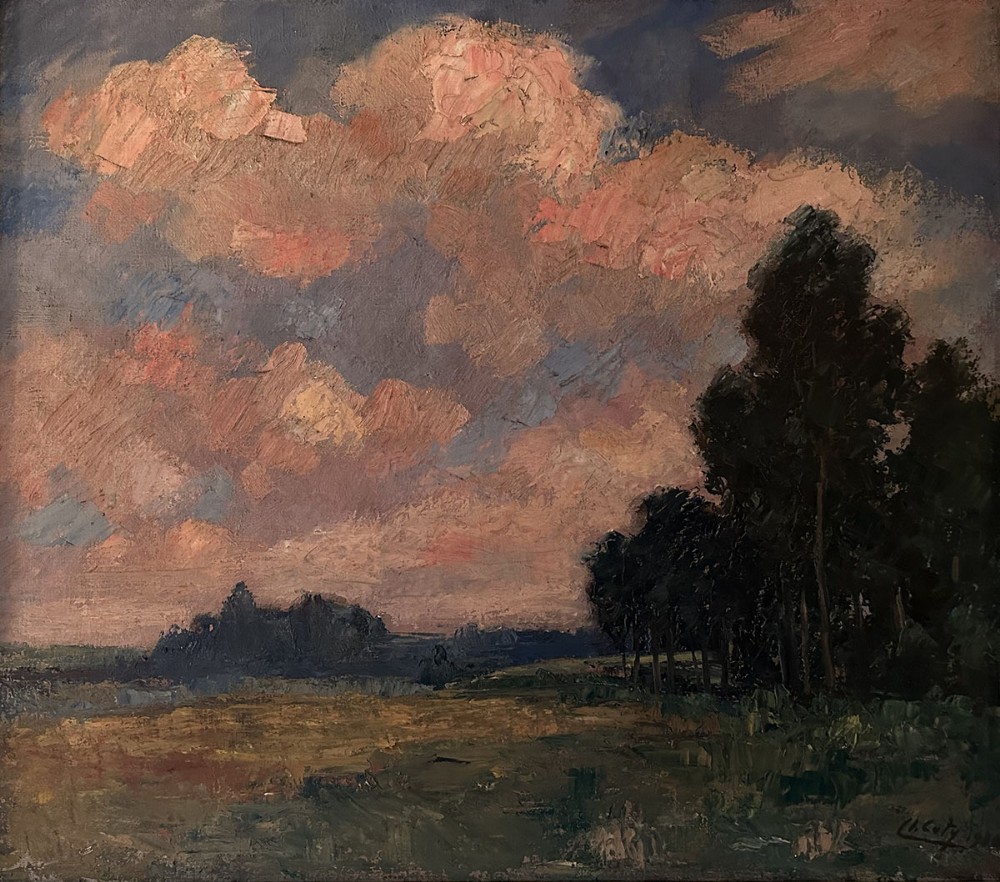 Sunset - Antique Oil Painting