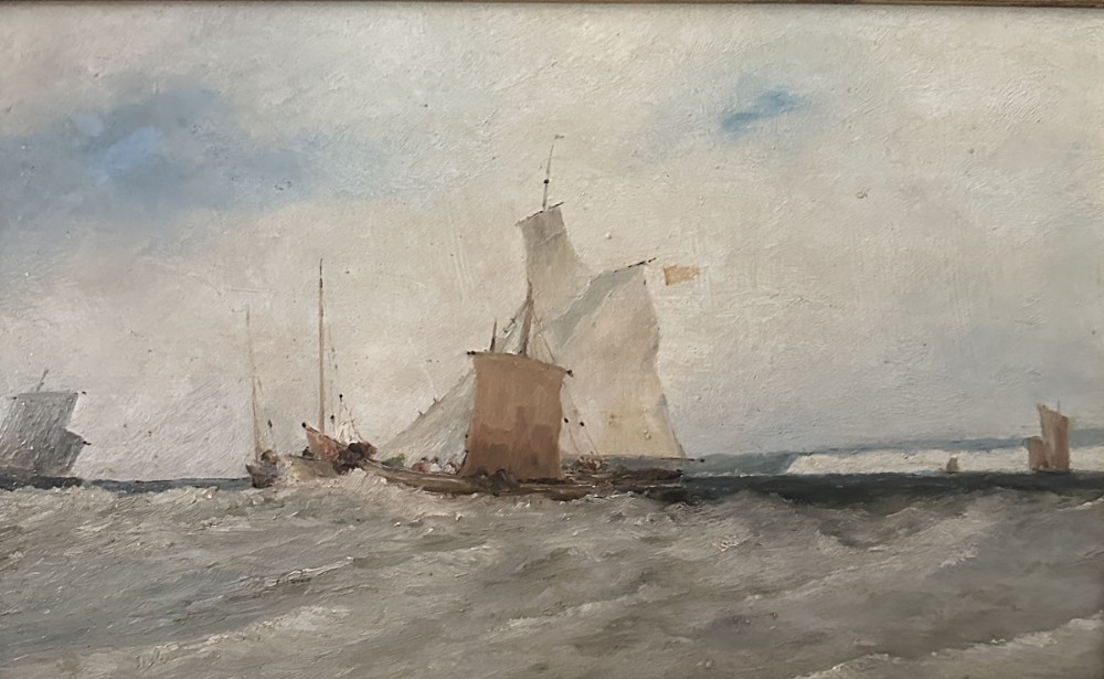 Boats Sailing - Antique Oil Painting