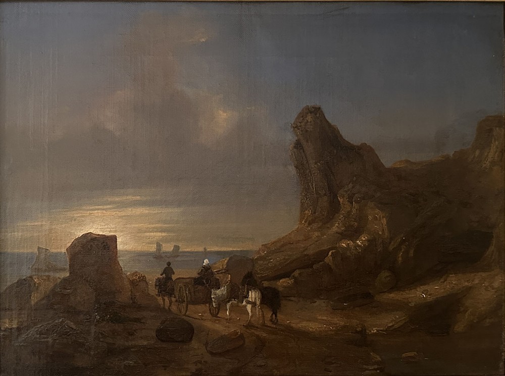Waiting for the Boats - Antique Oil Painting
