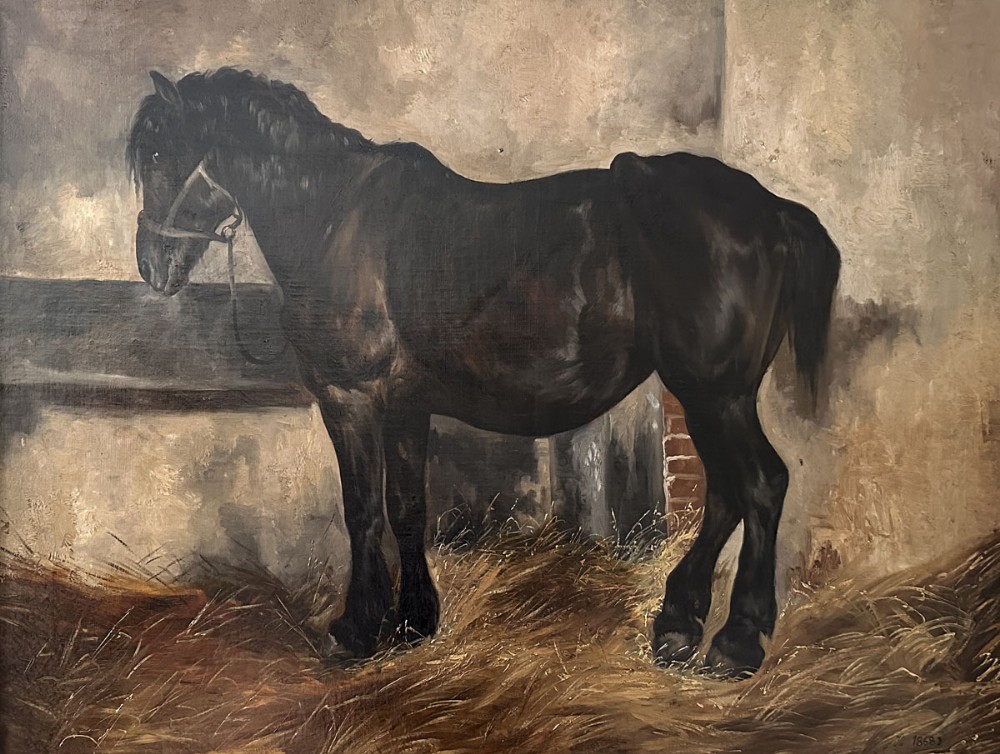 The Working Horse - Antique Oil Painting