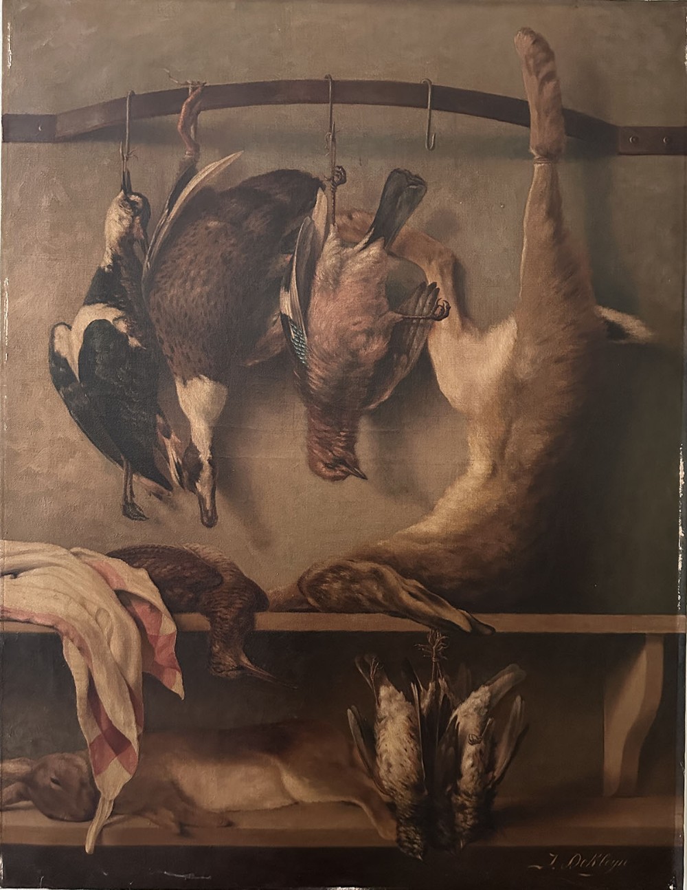 Hanging Game - Antique Oil Painting
