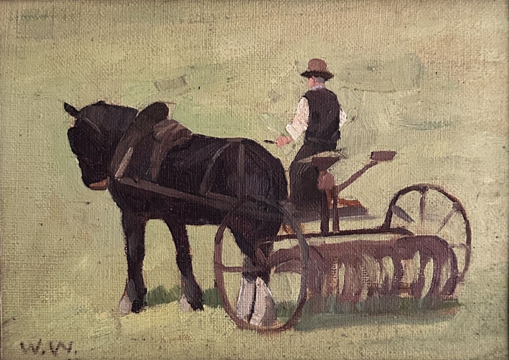 Turning the Hay - Antique Oil Painting