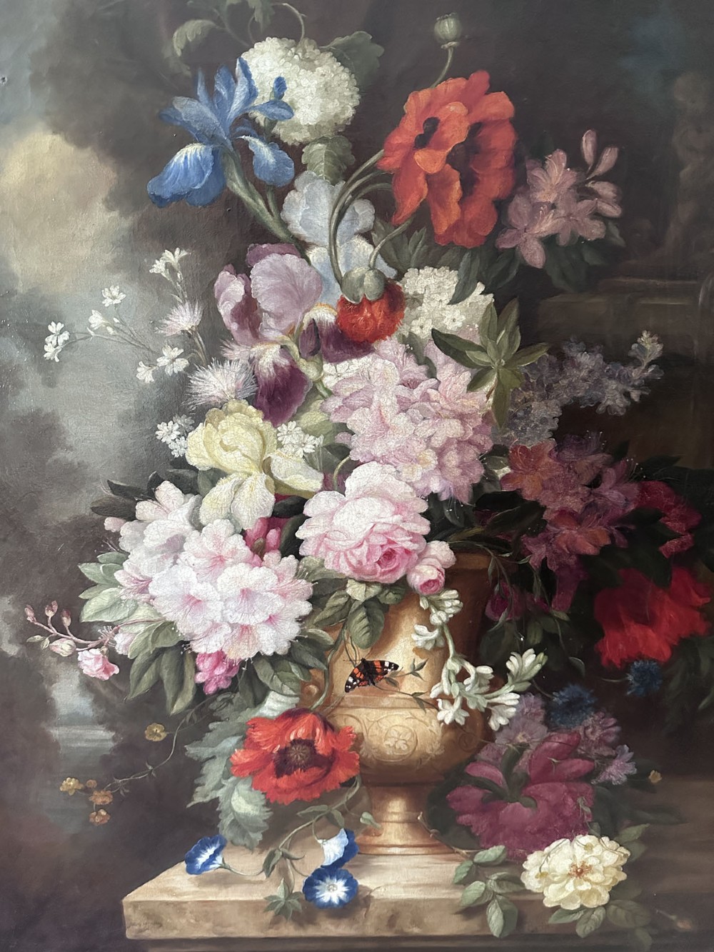 Flowers in an Urn - Antique Oil Painting View IV