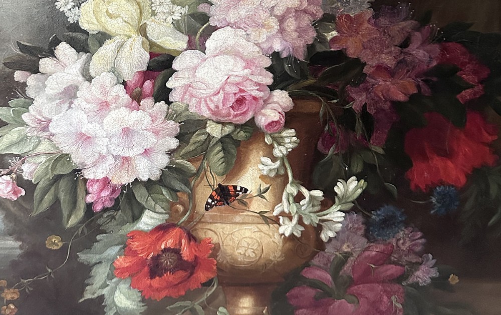 Flowers in an Urn - Antique Oil Painting View V