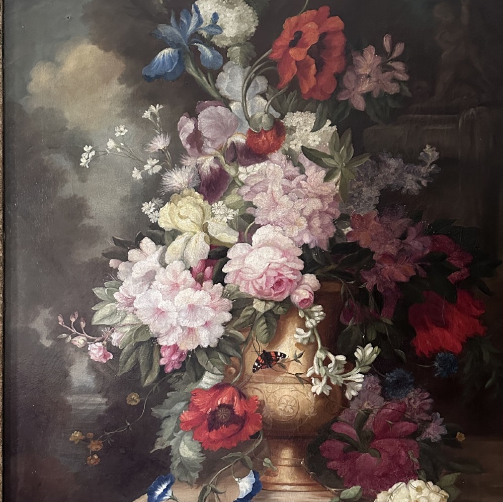 Flowers in an Urn - Antique Oil Painting View VII
