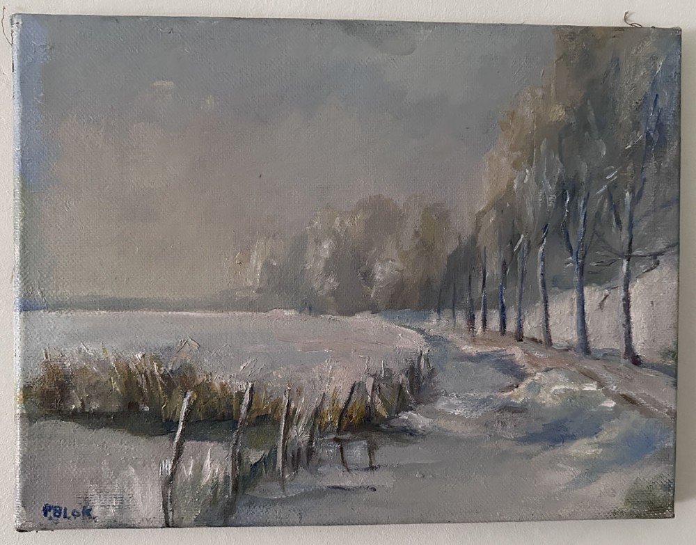 River in Winter - Antique Oil Painting View II