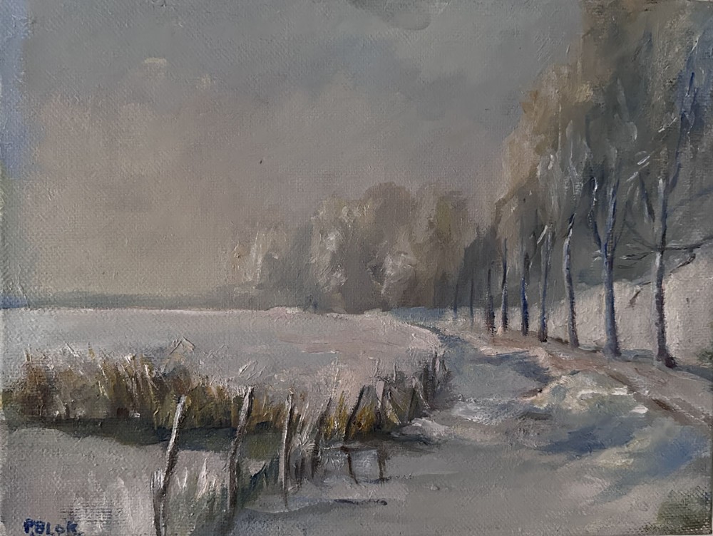River in Winter - Antique Oil Painting View III
