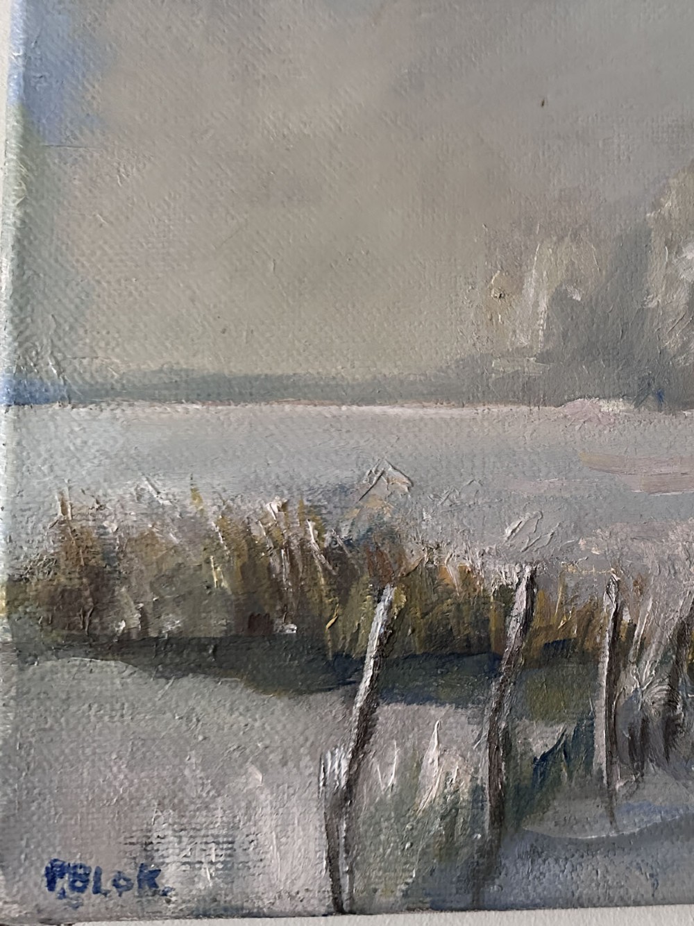 River in Winter - Antique Oil Painting View IV