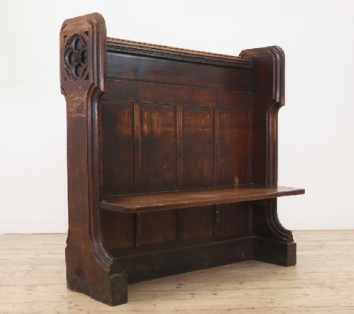 Victorian Gothic revival oak pew