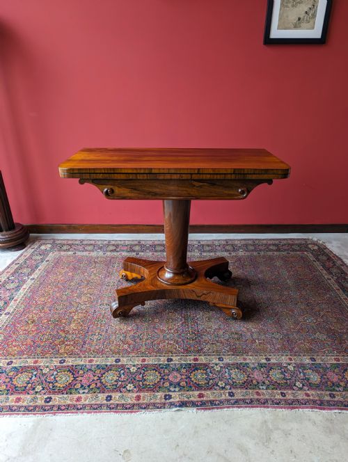 Antique Victorian Rosewood Fold Over Card Table / Games Table