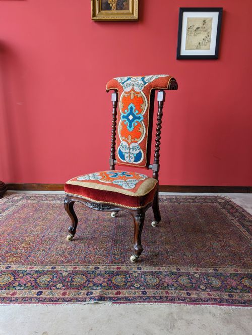 Antique Victorian Mahogany Prayer Chair / Prie Dieu