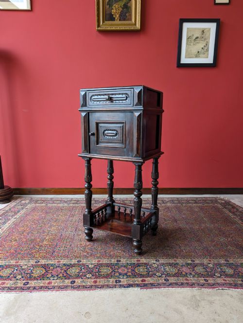 Antique Early 20th Century French Oak Pot Cupboard / Bedside