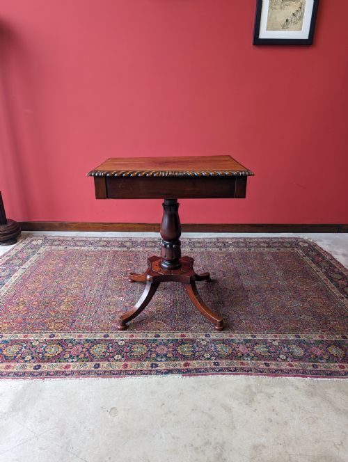 fig 1. Antique Mid 19th Century Mahogany Pedestal Table with Drawer
