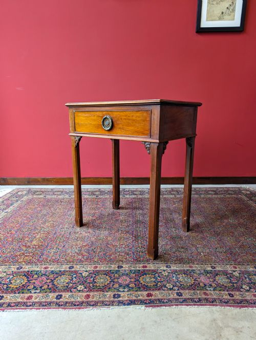 Antique Early Victorian Single Drawer Mahogany Side Table / Bedside