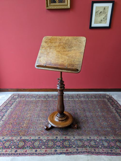 Antique Victorian Rise & Fall Mahogany Reading Table / Music Stand / Side Table