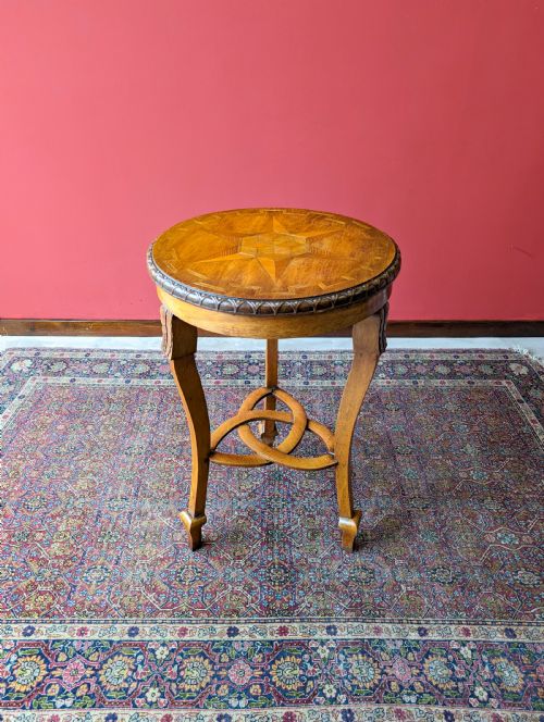 Antique Arts & Crafts Circular Golden Oak Side Table Circa 1900