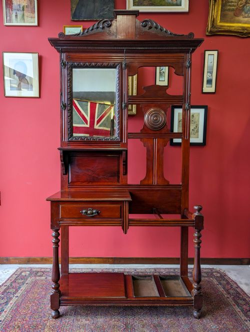 Antique Victorian Mahogany Hall Stand / Coat Rack