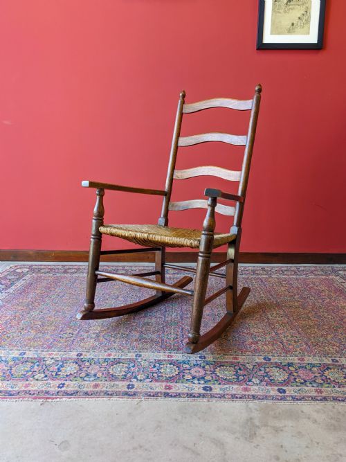 Antique Edwardian Oak Rocking Chair