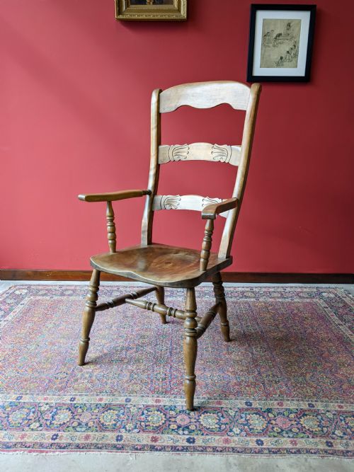 Antique 19th Century Carved Beech Windsor Chair