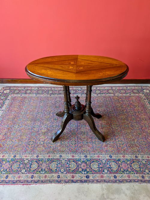 Antique Victorian Inlaid Walnut Occasional Table