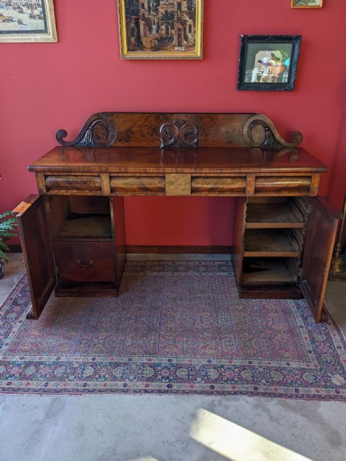 fig 1. Antique 19th Century Regency Mahogany Sideboard Credenza with Cellarette