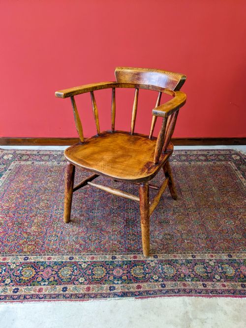 Antique Early 20th Century Bow Back Teachers Desk Chair / Office Chair