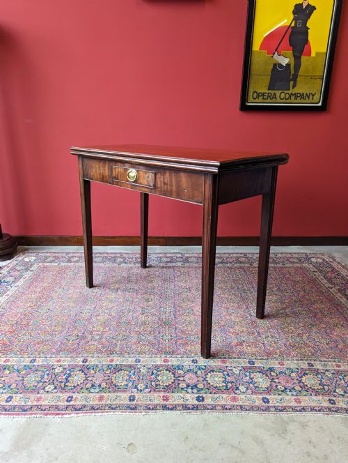 Antique Georgian Mahogany Fold Over Tea Table