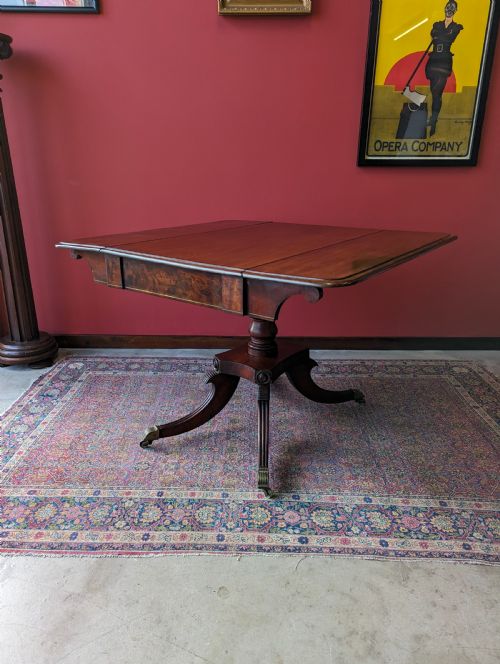 Antique 19th Century Regency Mahogany Pedestal Pembroke Table